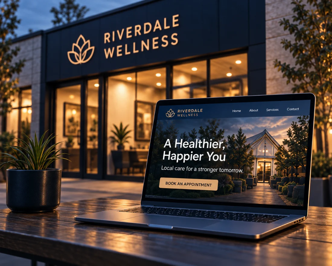 A local business owner comparing a business listing and website across digital devices