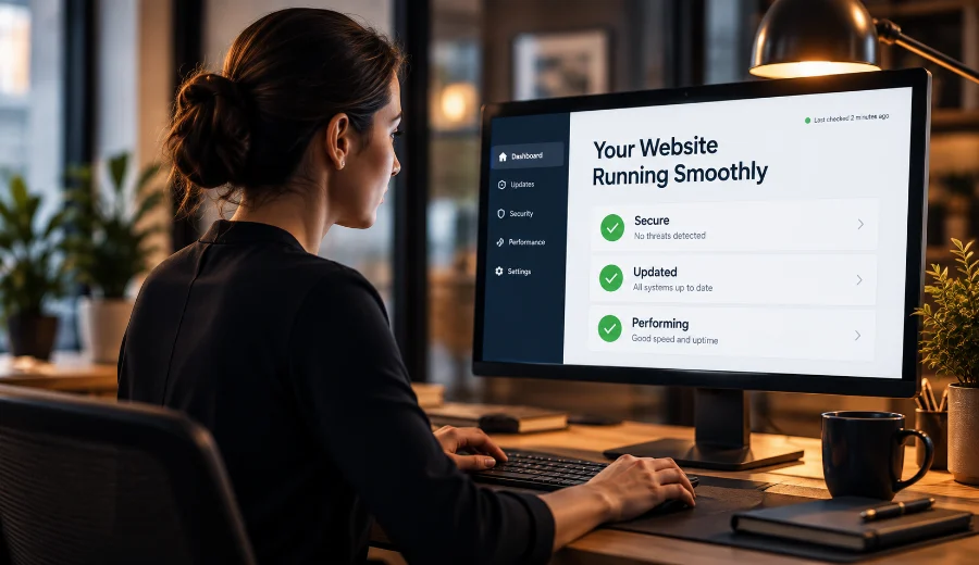 A website care specialist monitoring site performance
