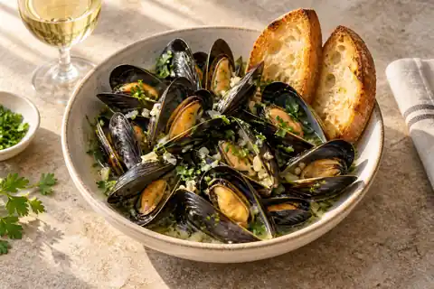 Garlic White Wine Mussels