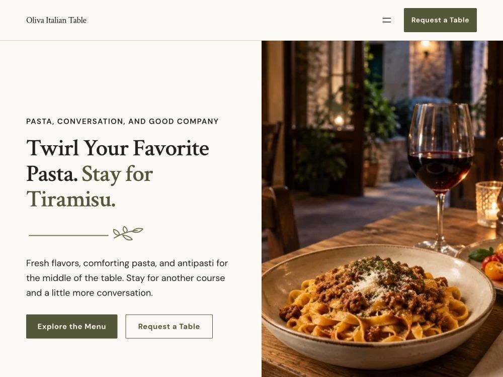 Italian Restaurant homepage in 01 · Ivory Editorial