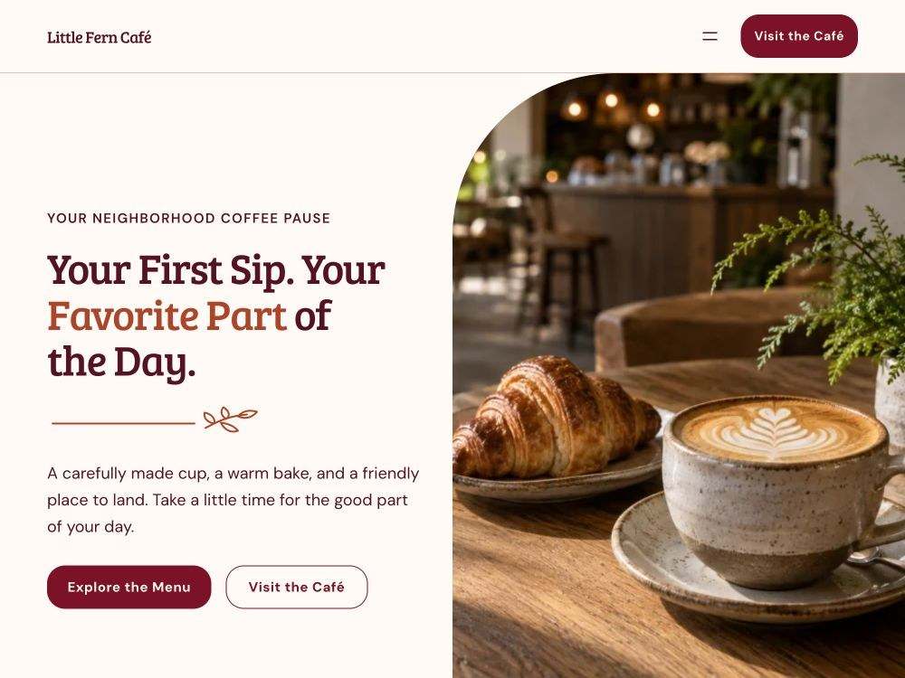 Coffee Shop & Café homepage in 05 · Peach Social
