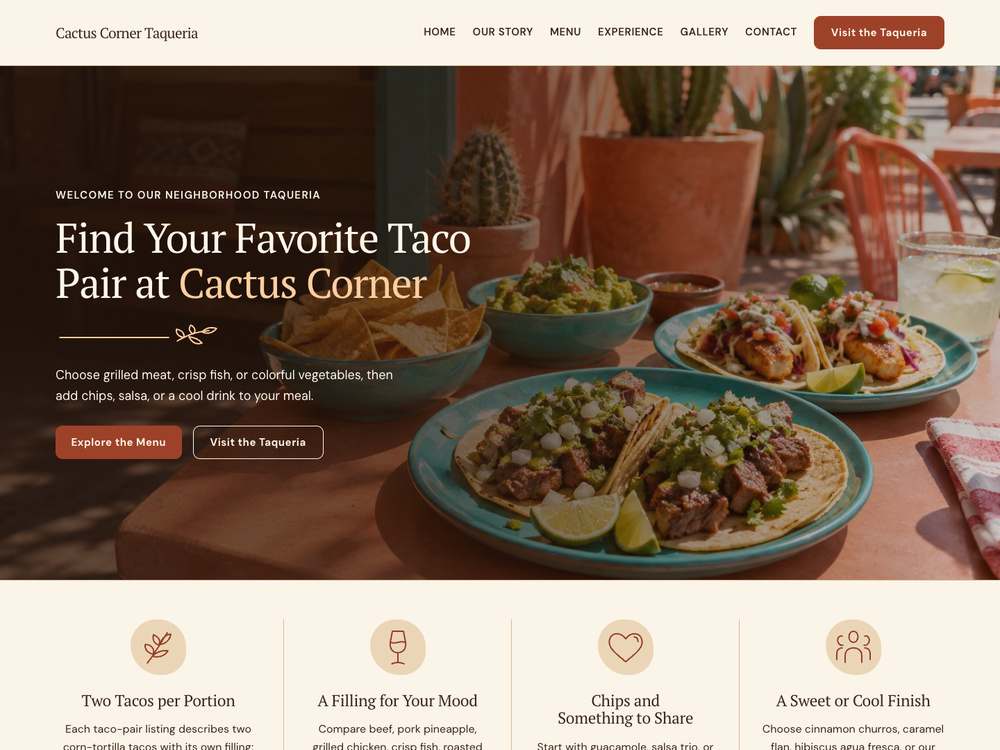 Taco Shop & Taqueria homepage in 03 · Terracotta Courtyard